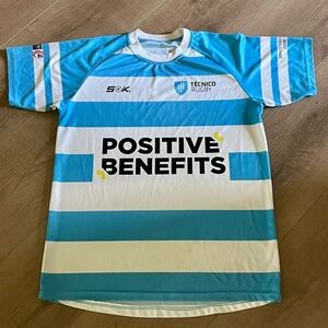 Technico International‎ Touch Rugby Shirt EFT FIT Blue White Striped Sports Top